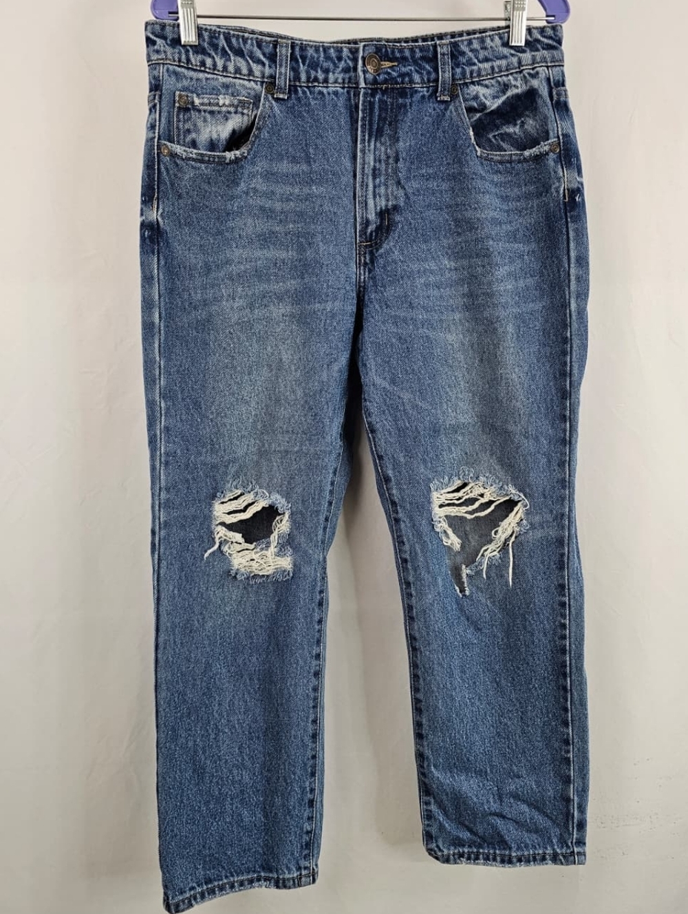 Flying Angel Ripped Distressed High Rise Mom Jeans, Sz 31